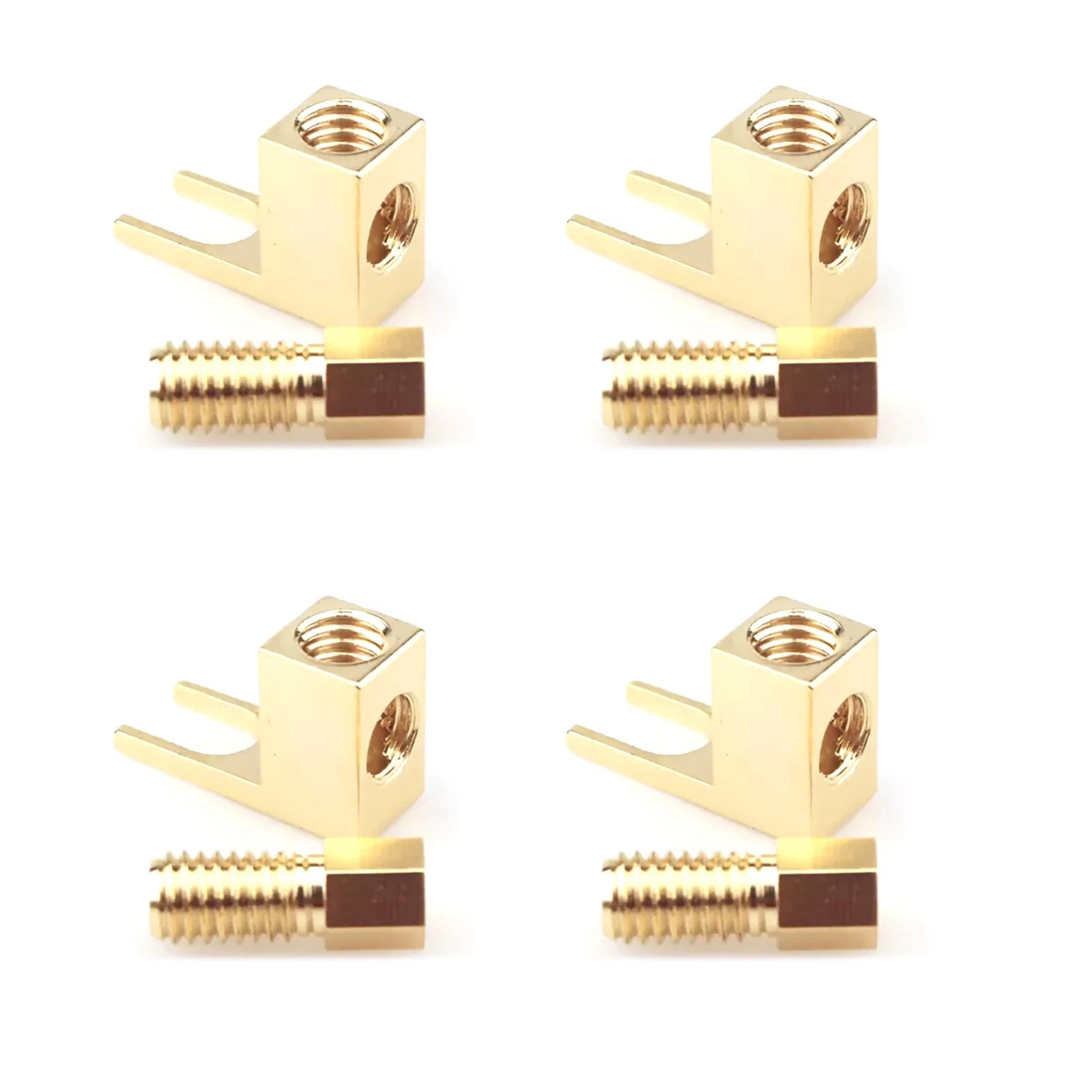 4* Gold Plated Copper Spade Fork Banana Plugs Adapter Parts For Hifi