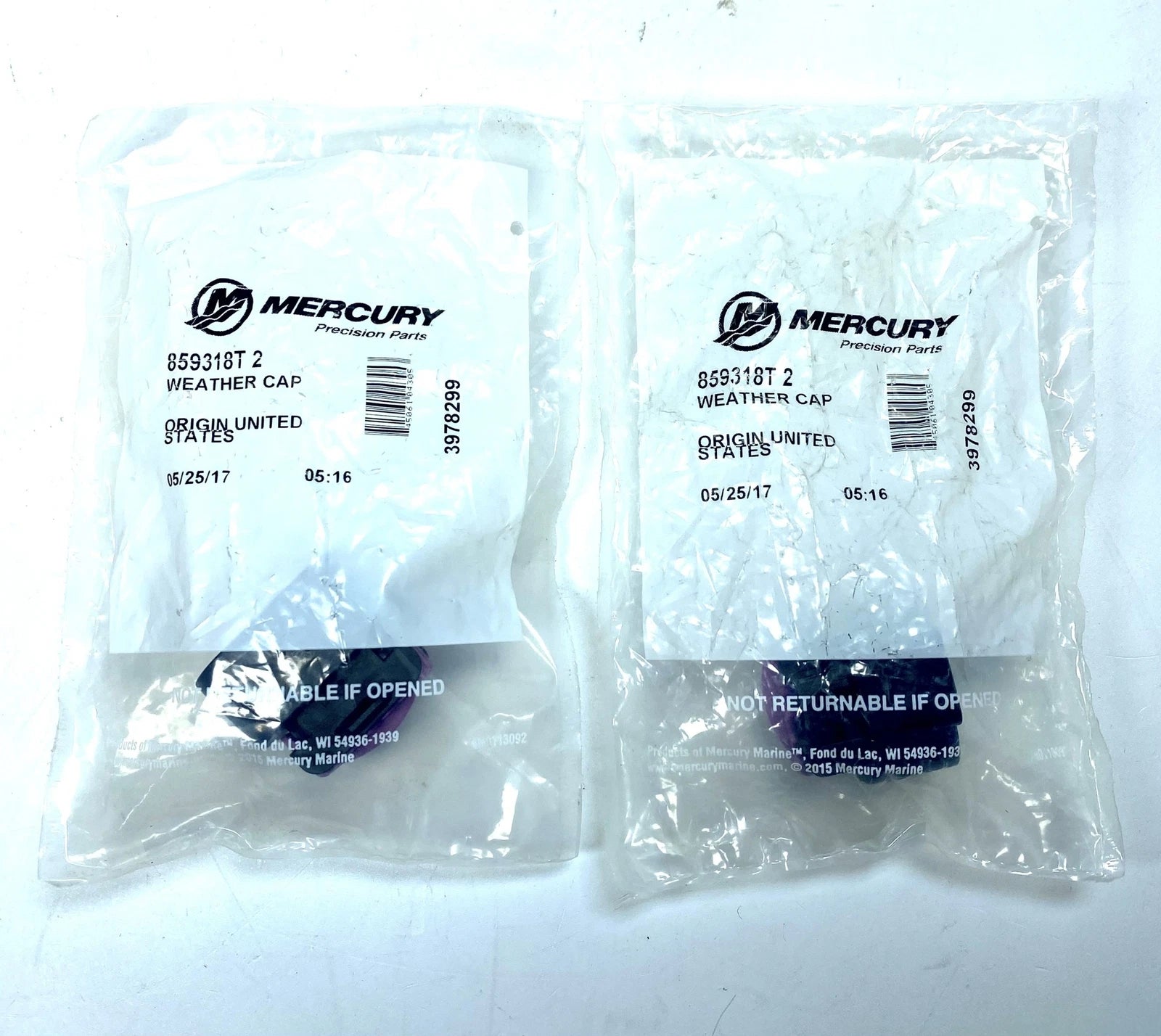 '-New- Mercury 859318t2, Weather Cap , Oem - 2 Pack | Hook & Hull Co