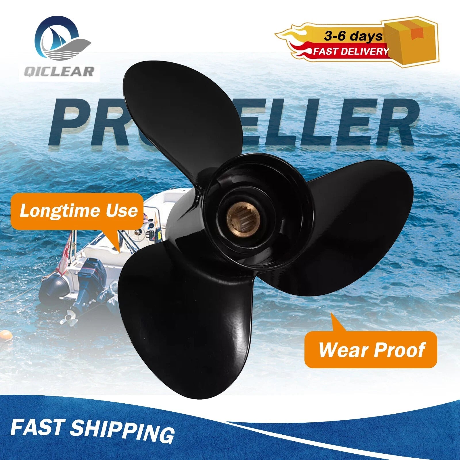 13-3/4"x15" Aluminum Outboard Propeller Fit Suzuki
