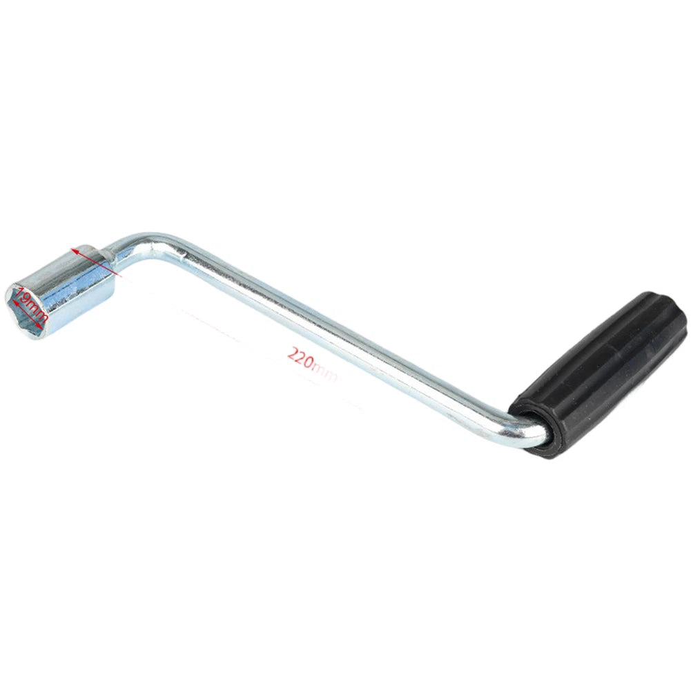 Manual Crank Handle 19mm Socket For Trailer Jack Zinc Plated Steel