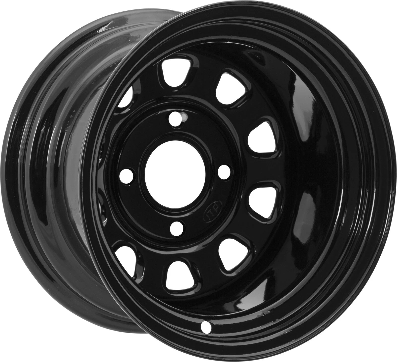 Itp Delta Steel Wheel 14x7 4/137 4+3 Black Polished For Atv/utv