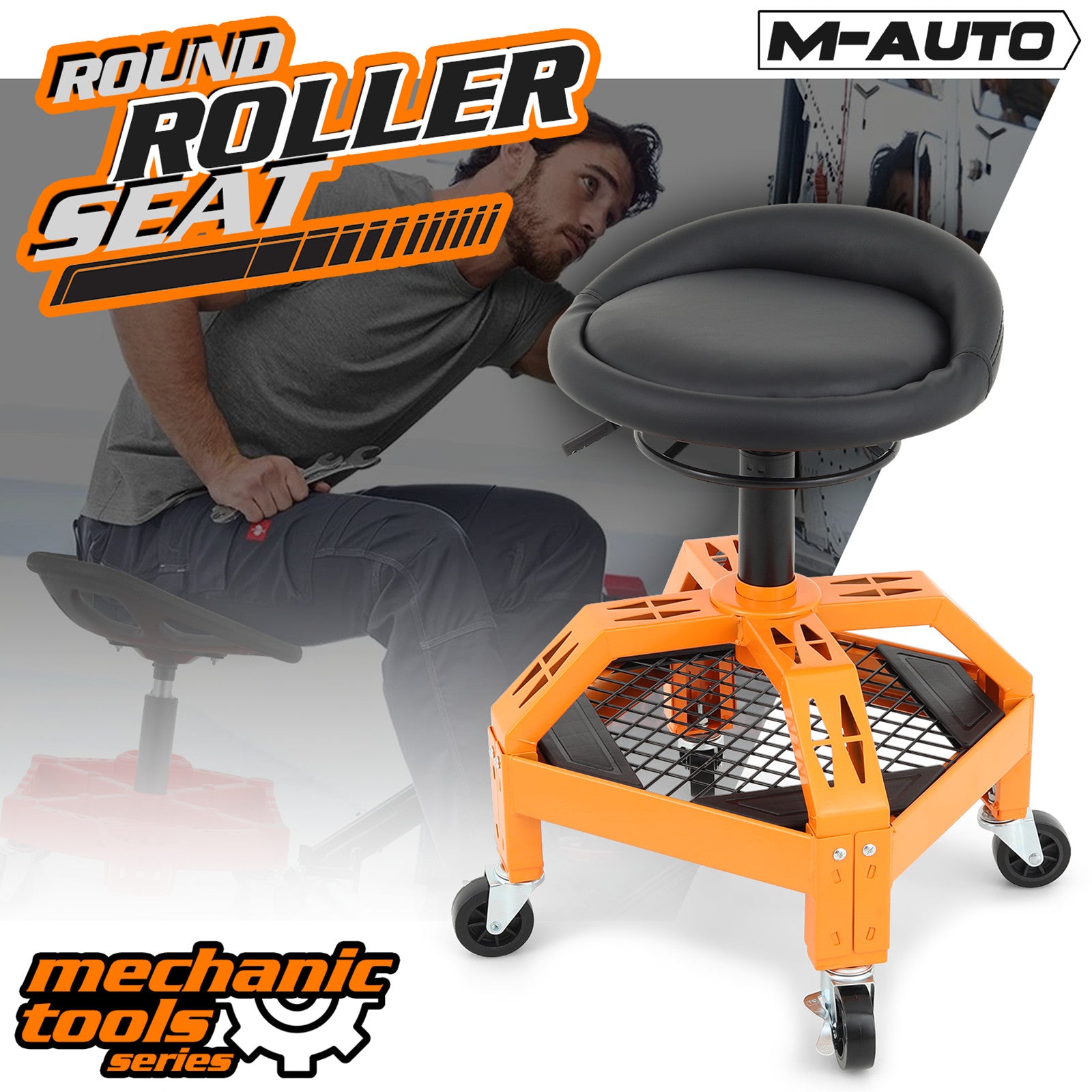 Rolling Workshop Stool with Tool Tray