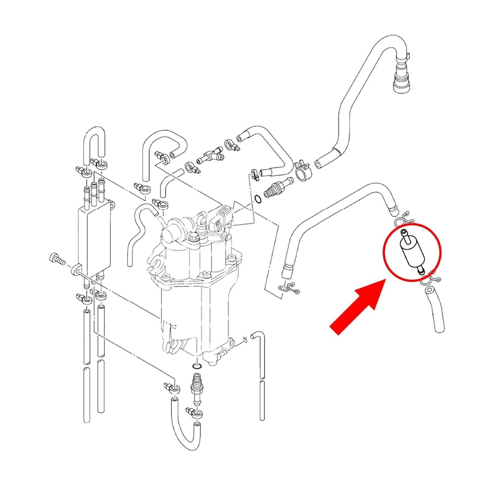 Yamaha In Line Fuel Filter 30-90HP Outboard for 6C5 Models, 2 Pcs