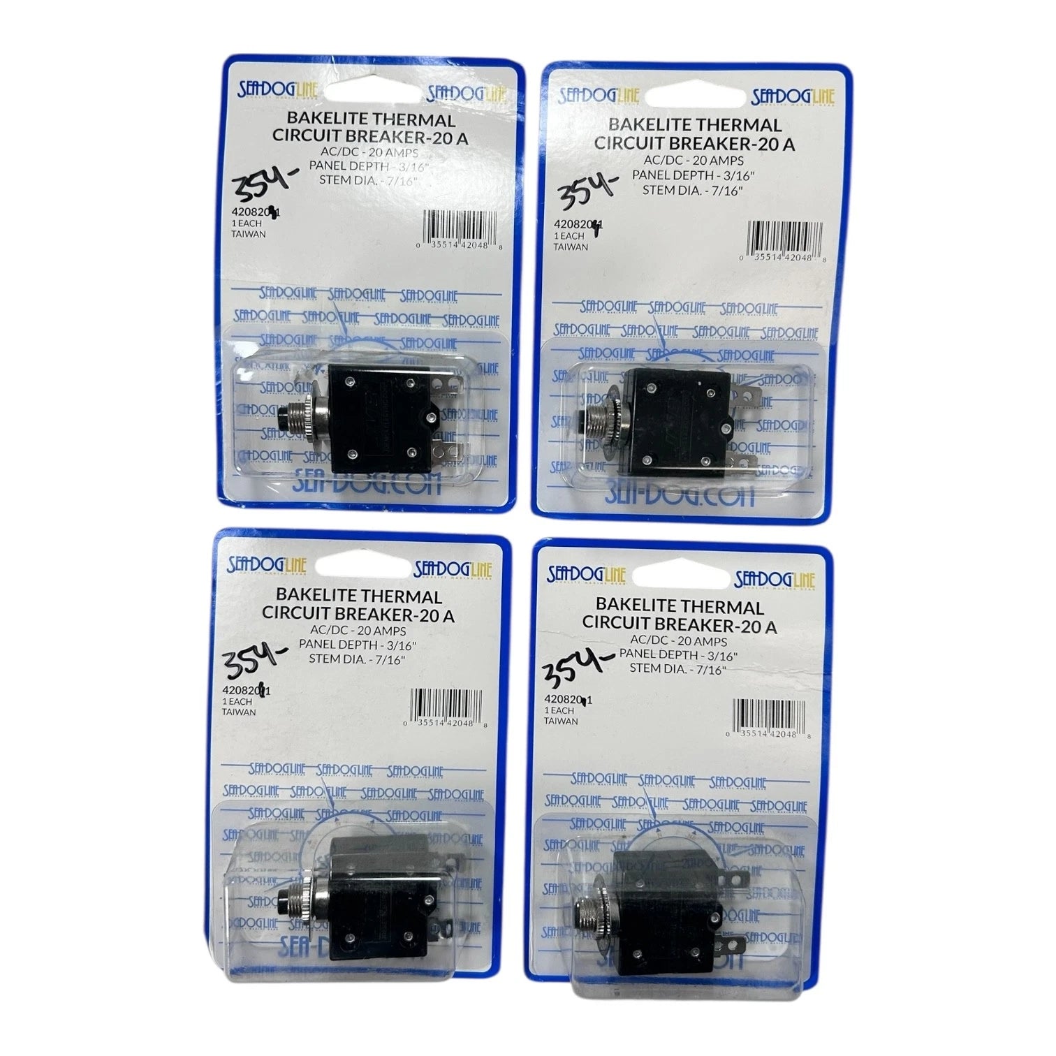 Sea Dog Line 420820-1, Bakelite Thermal Circuit Breaker 20a - 4 Pack
