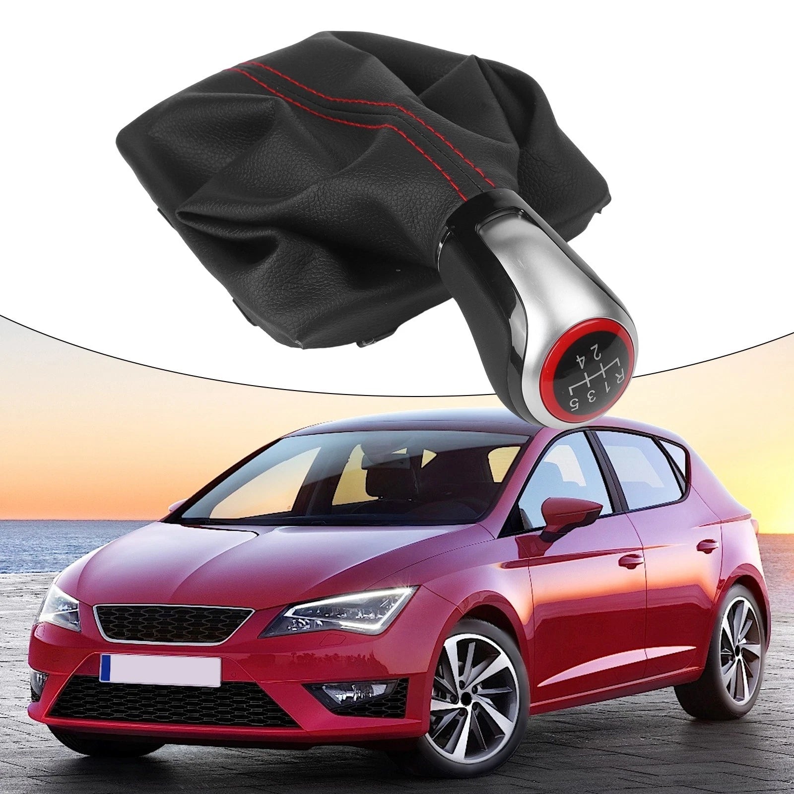 5 Speed Leather Shift Knob Assembly With Bracket For Seat 2012 To 2017