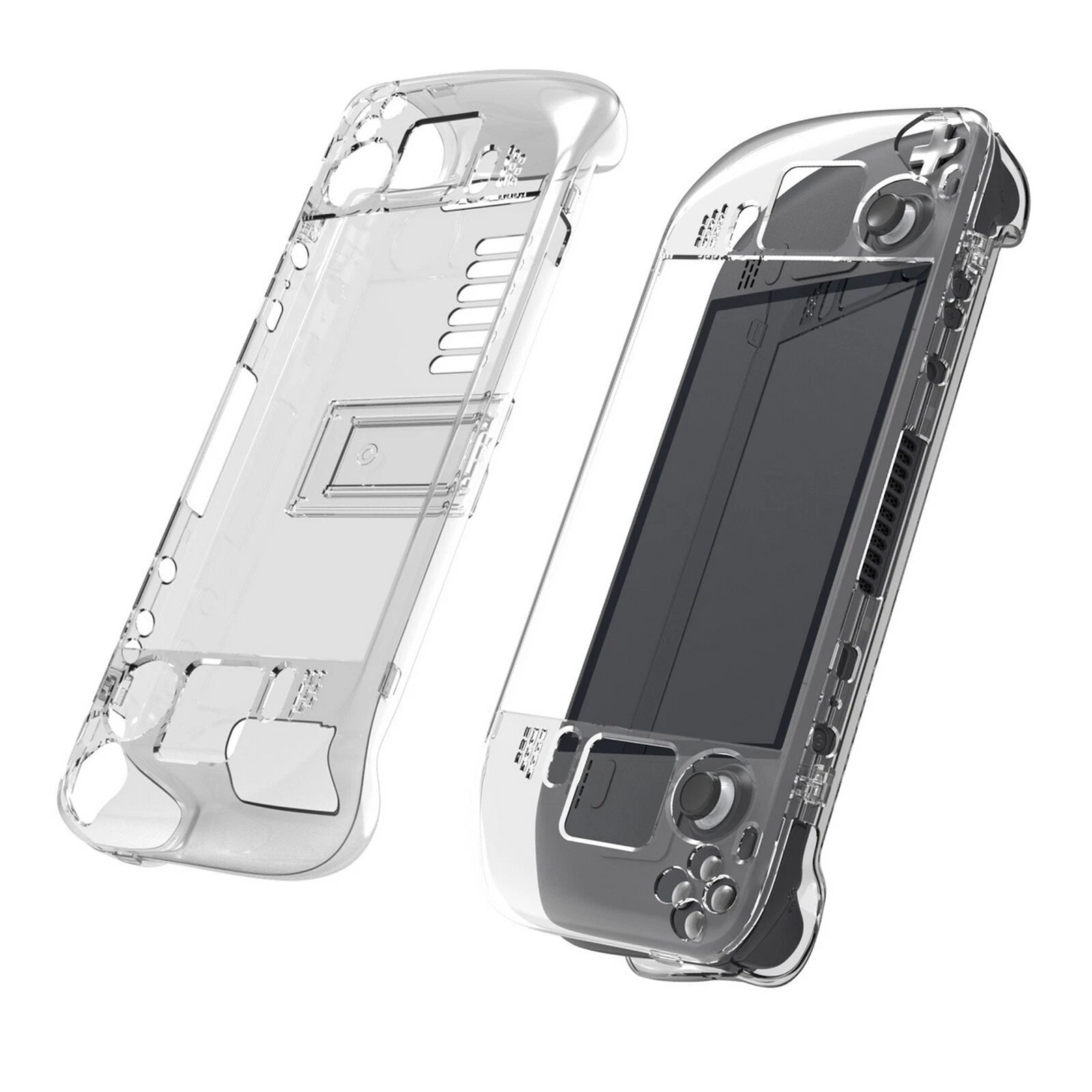 2 In 1 Crystal Clear Protective Back Case Shell For Steam Deck Game