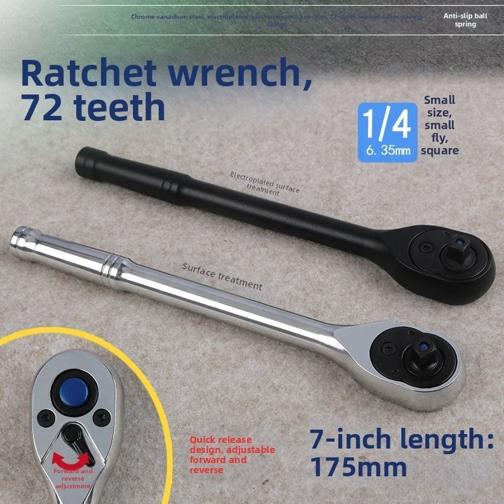 Quick Release Ratchet Wrench 72 Tooth 1 4 Drive 7 Inch Chrome