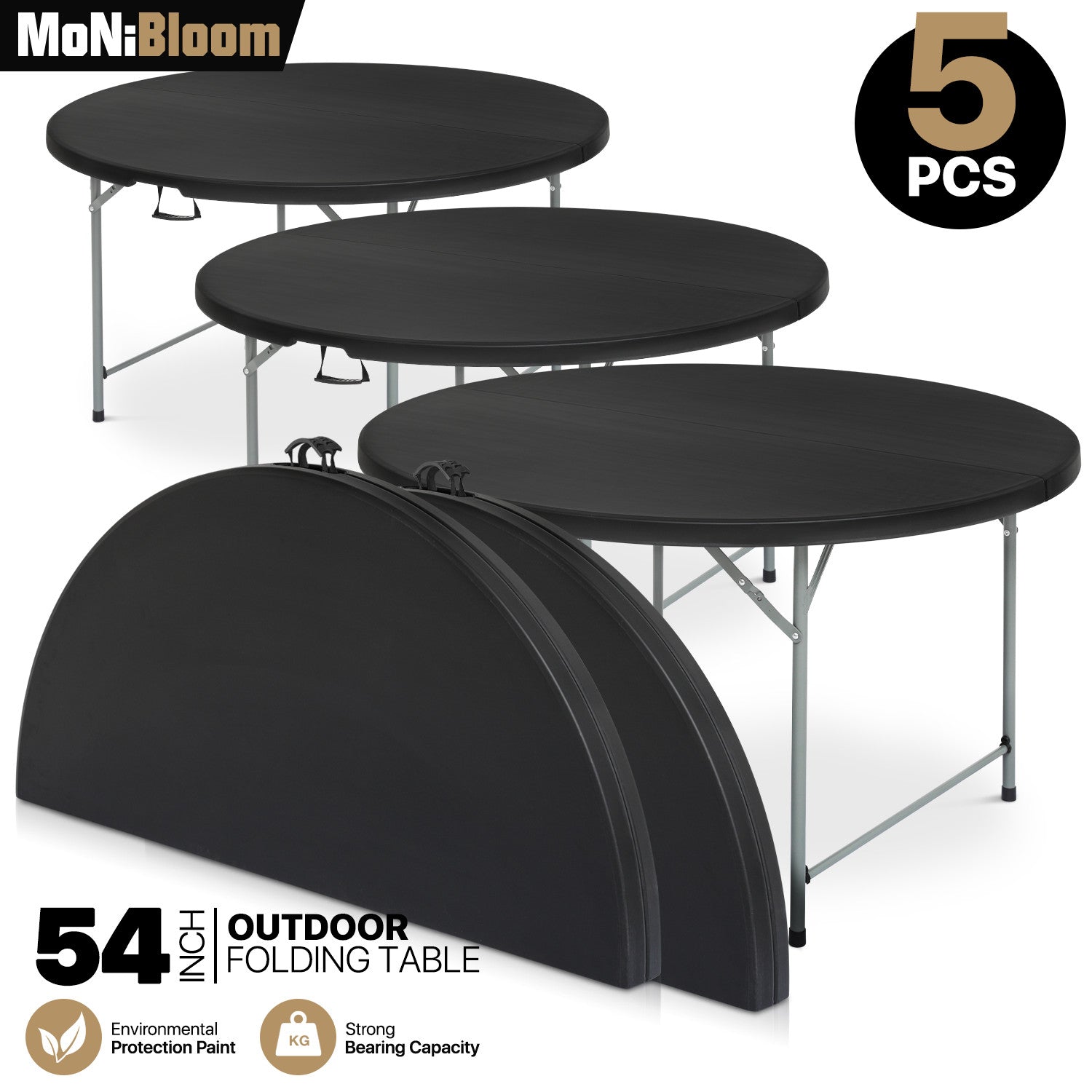 5 Pack 4.5 FT Round Foldable Tables