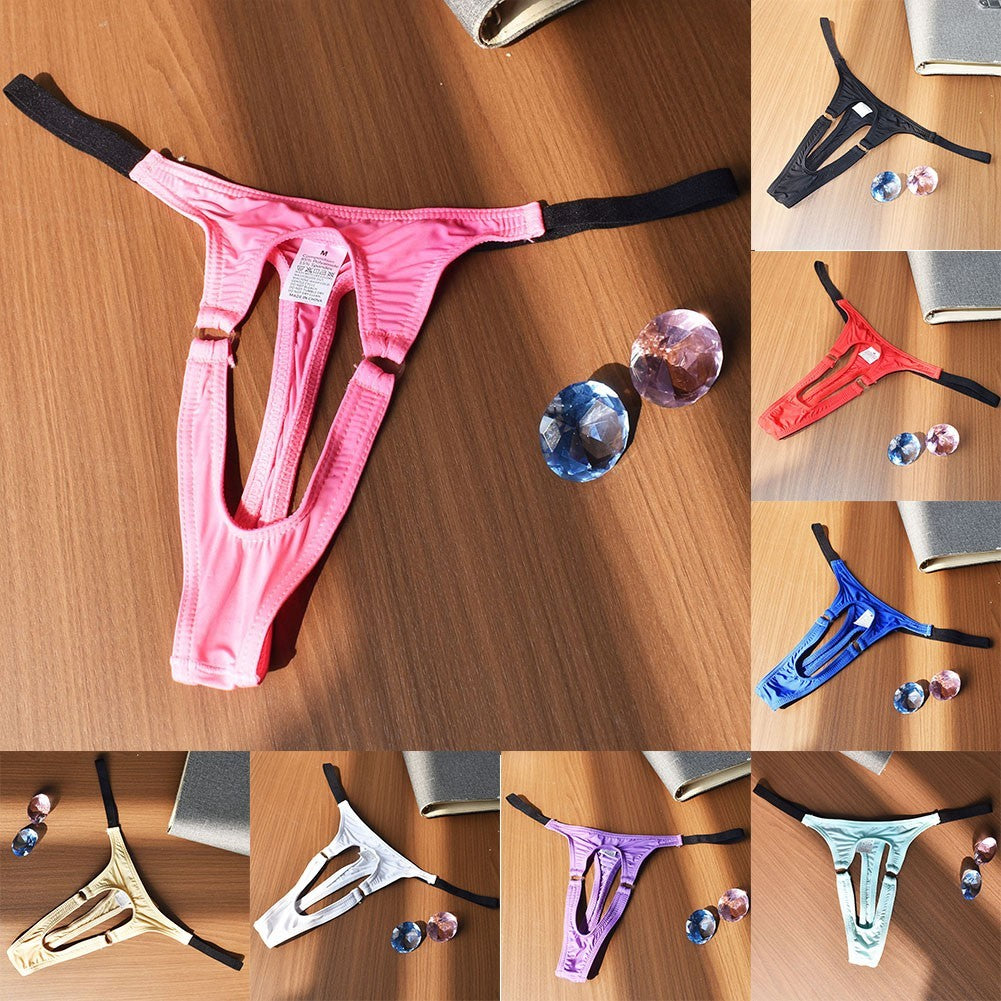 Mens Low Waist Thong Underwear Ice Silk Blend