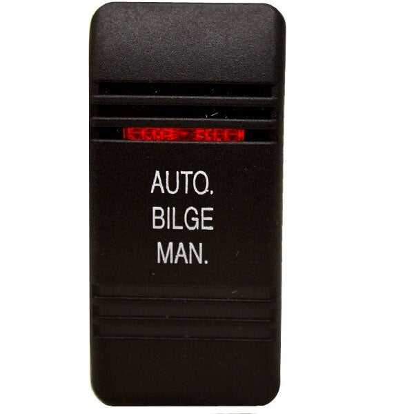 Carling Boat Rocker Switch Cover | AUTO MAN BILGE Actuator Black RedOp