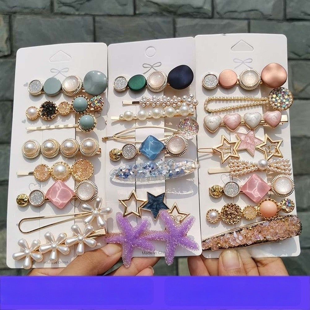Pearl Hair Clips Plastic Resin