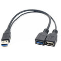 Usb 3.0 Male 1 To 2 Female Extension Y Splitter Data Cable Charging