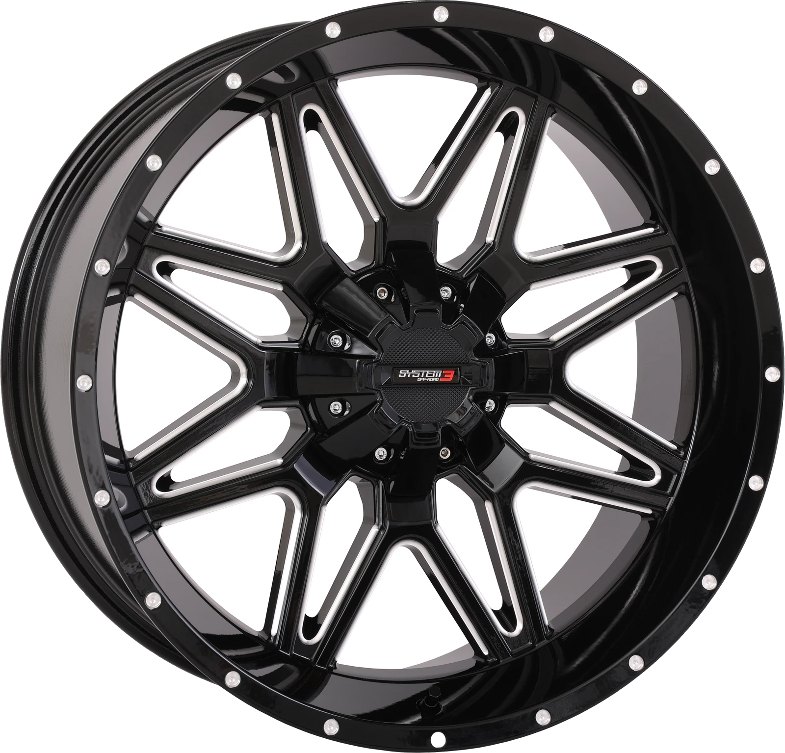 System 3 St7 Wheel 20x9 5+4 (0mm) 4/156 Gloss Black Milled For Atv/utv
