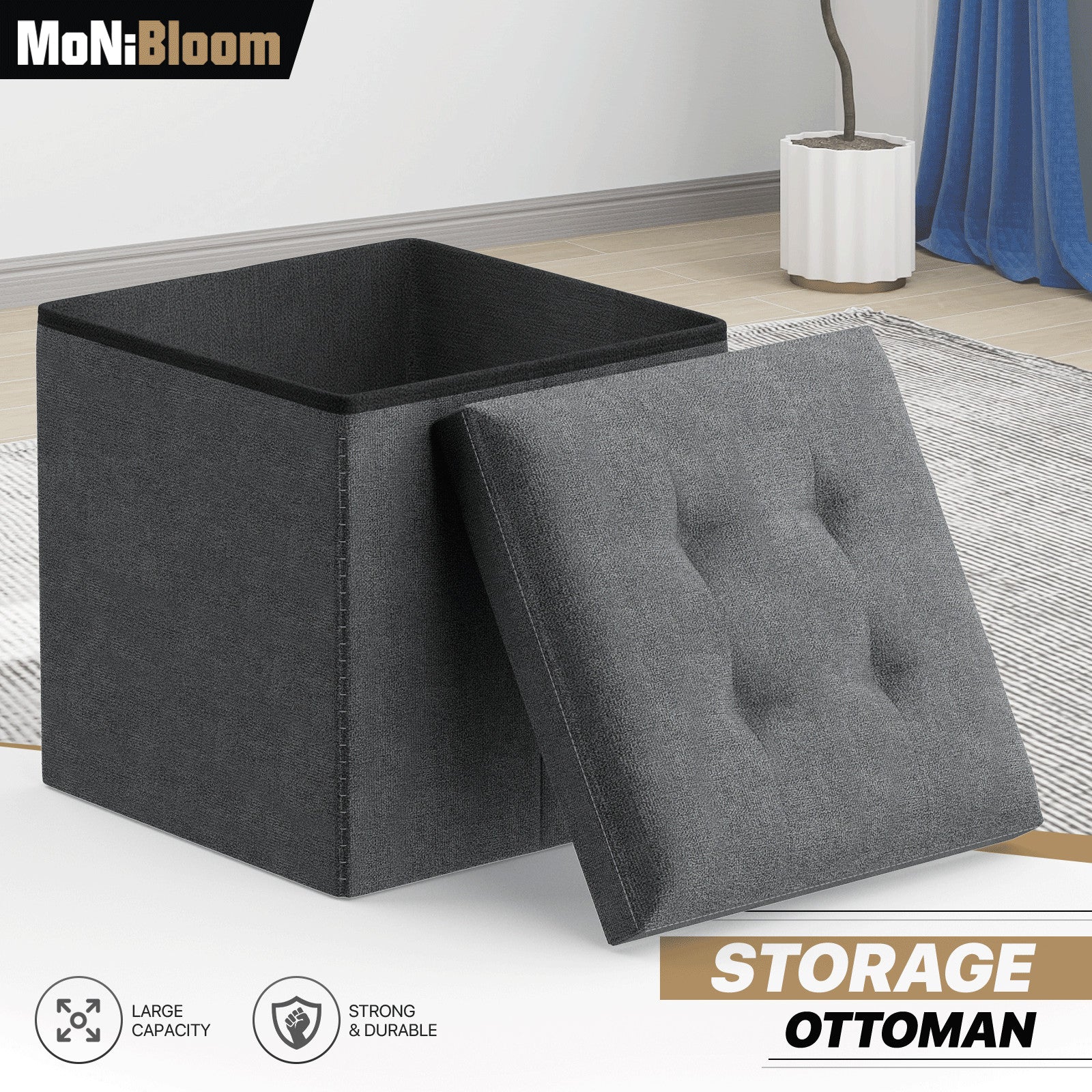 Folding Storage Ottoman Foot Stool
