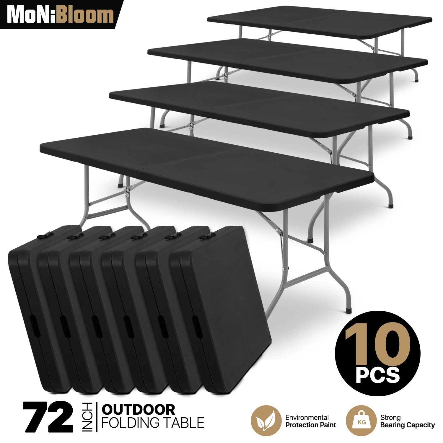10 Pack 6 FT Folding Plastic Dining Tables