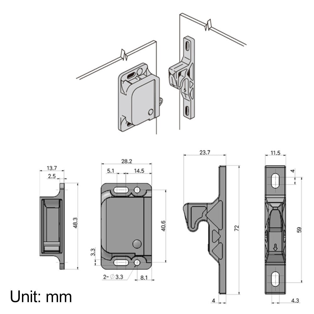 Plastic Door Latch Set for Campers Marine Parts