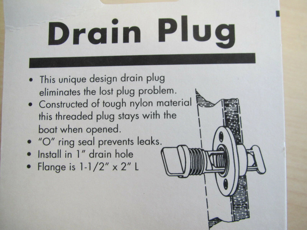 Nylon Drain Plug for Boats - Fits 1 Inch Diameter Holes