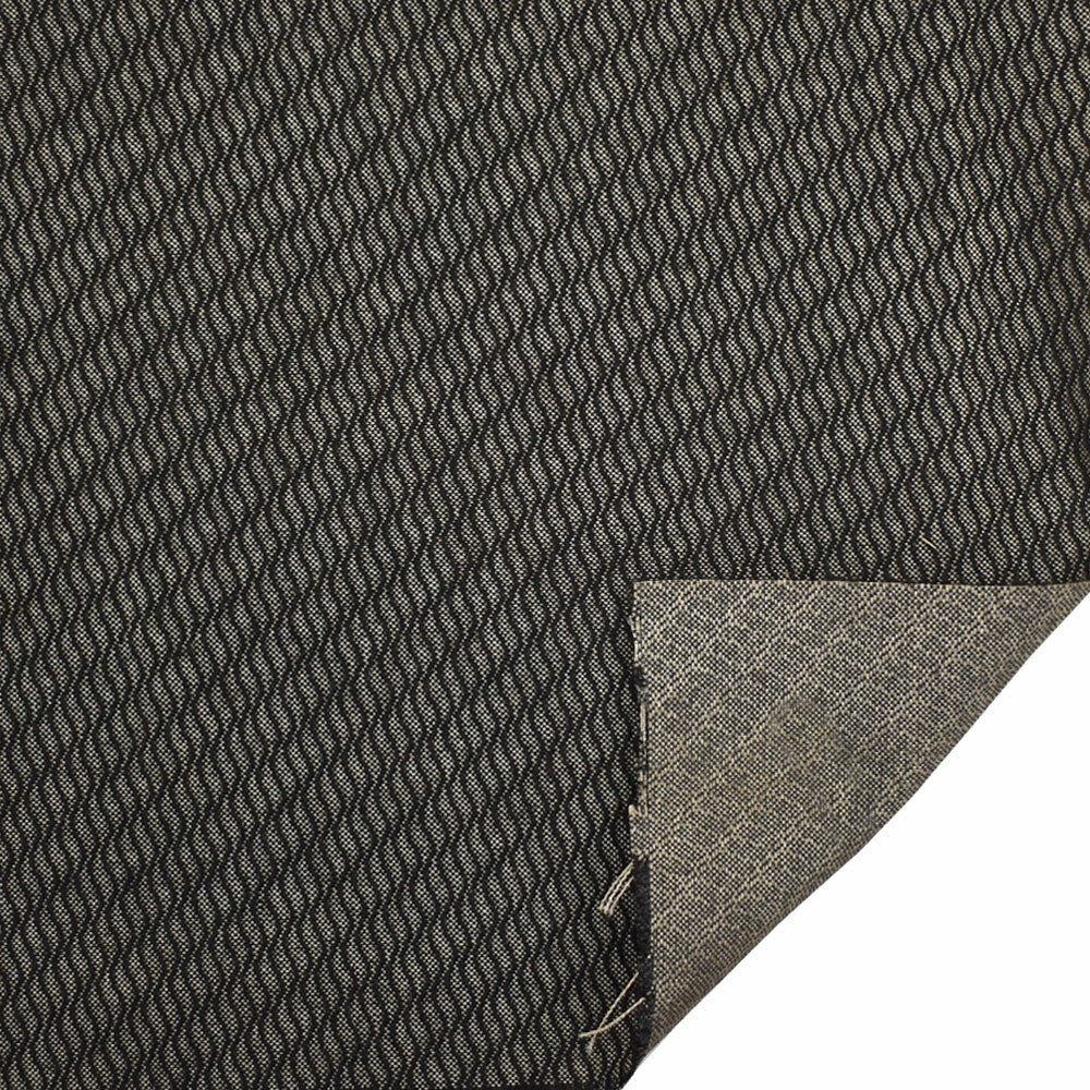 Boat Woven Pattern Fabric Waves Black Beige 58 Inch