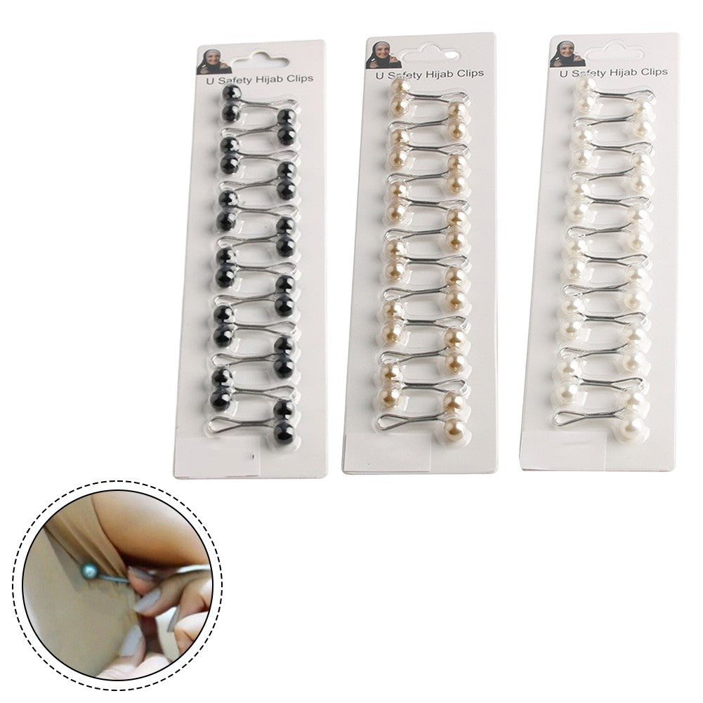 U Shaped Pearl Scarf Buckle Clip