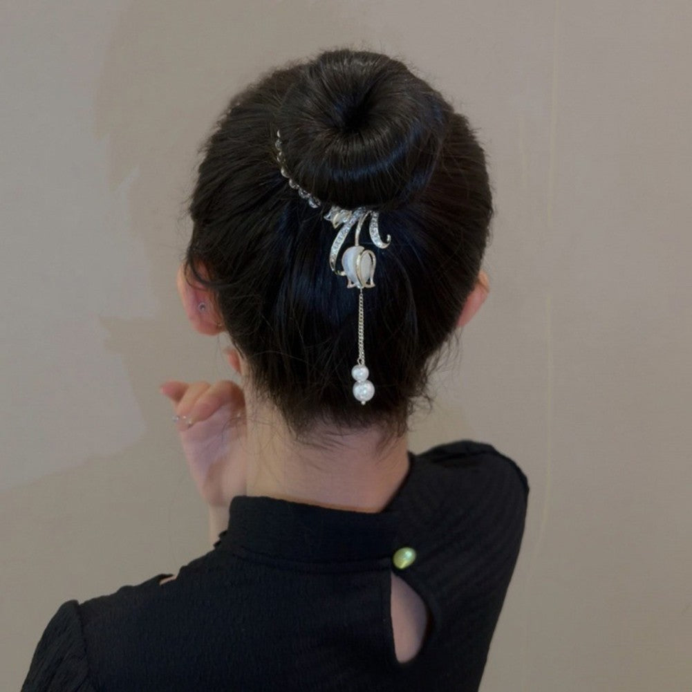 Floral Hair Accessories Tassel Bun Headband