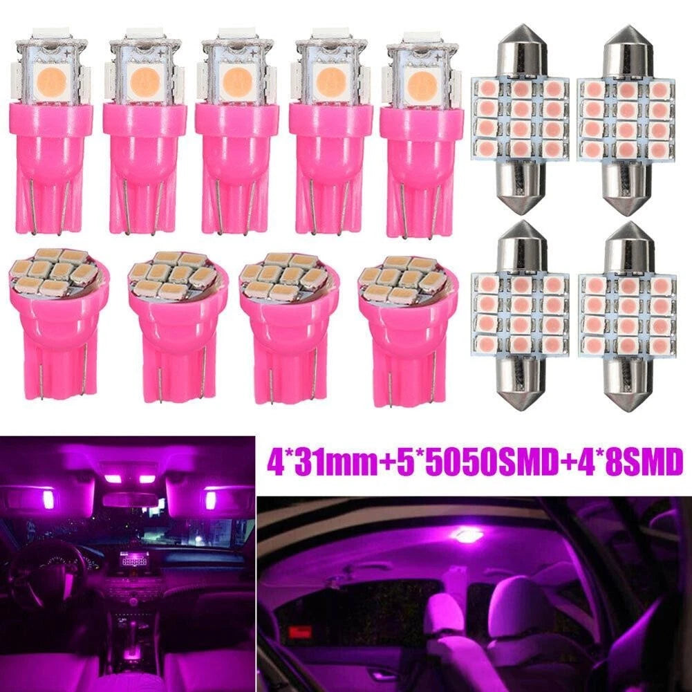 1 Set Pink Car For Interior Led Lights 12V Fit For Dome License Plate