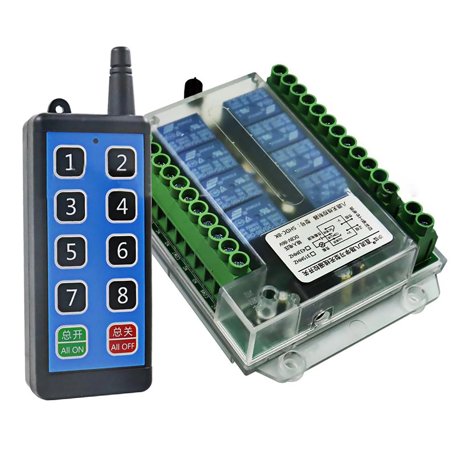 Simple Operation 8 Channel Wireless Rf433mhz Remote Control Switch