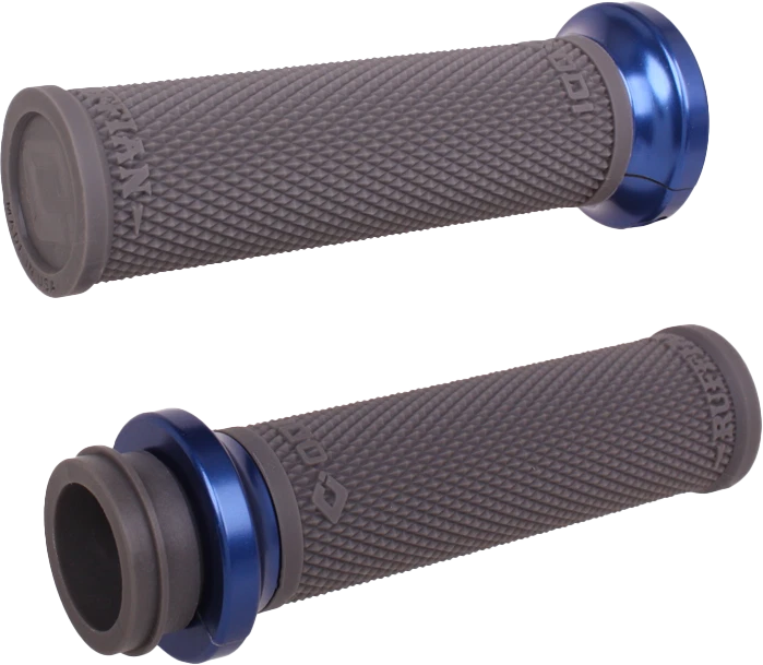 Odi Rufian Grips For V-twin Motorcycles 1 Inch Graphite Blue
