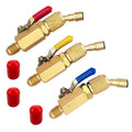Set Brass Air Conditioning Hvac 1/4" Shut Valve For Ac Charging Hoses