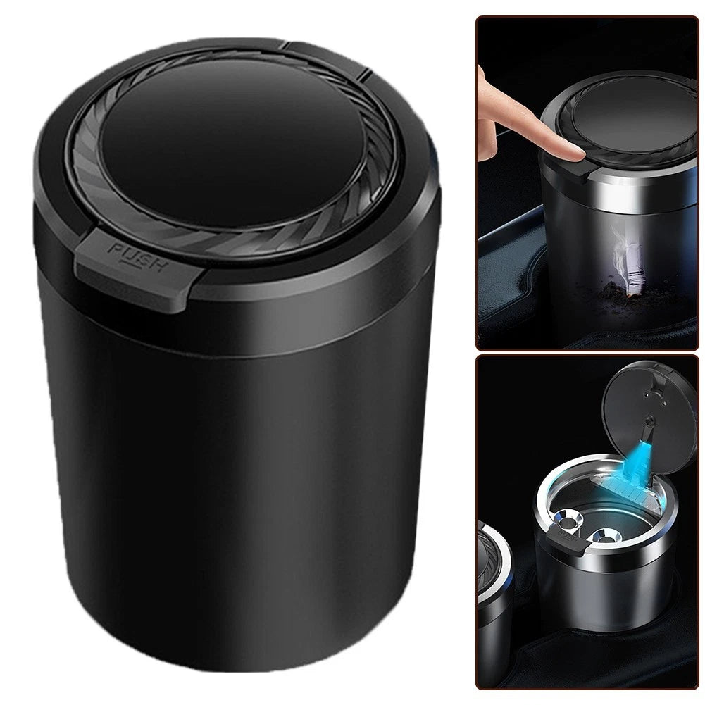 Modern Smokeless Auto Ash Tray With Lid And Led Light Portable