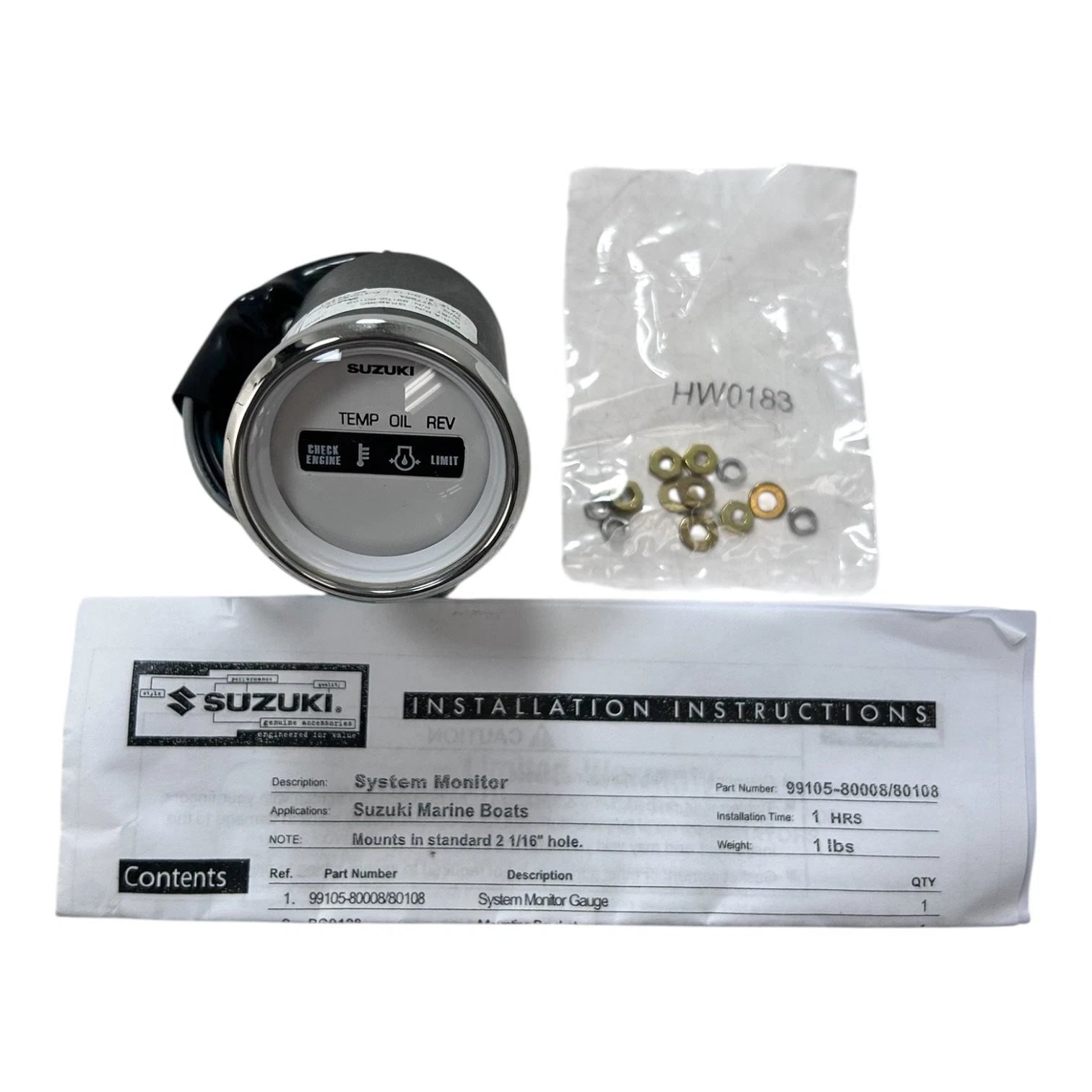 Suzuki 99105-80108, Marine White Engine Monitor / | Hook & Hull Co