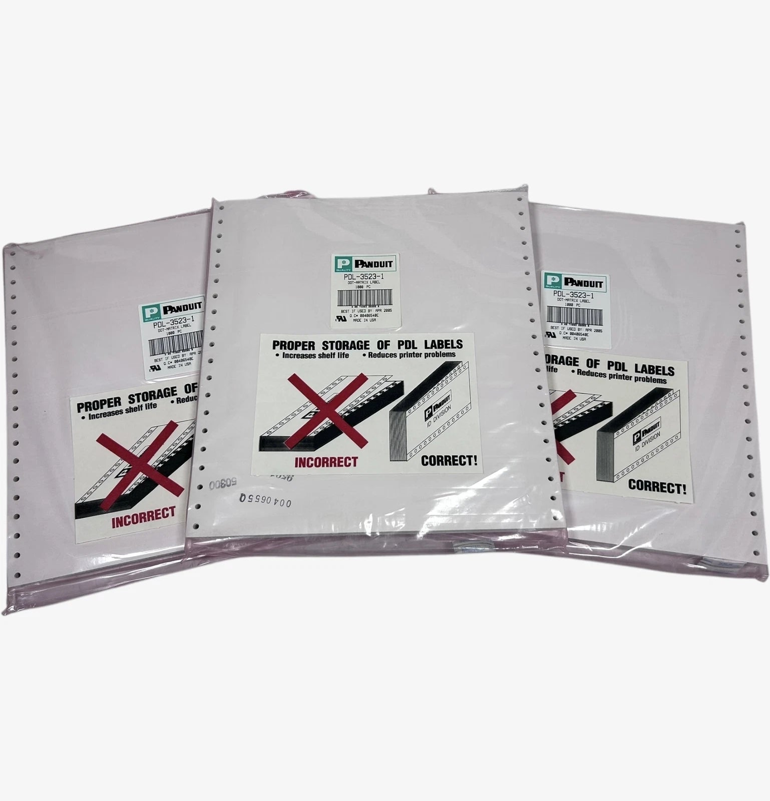 Panduit Pdl-3523-1, 3000 Sheet Dot Matrix Label 1 1/2'' X 2 1/4'' In