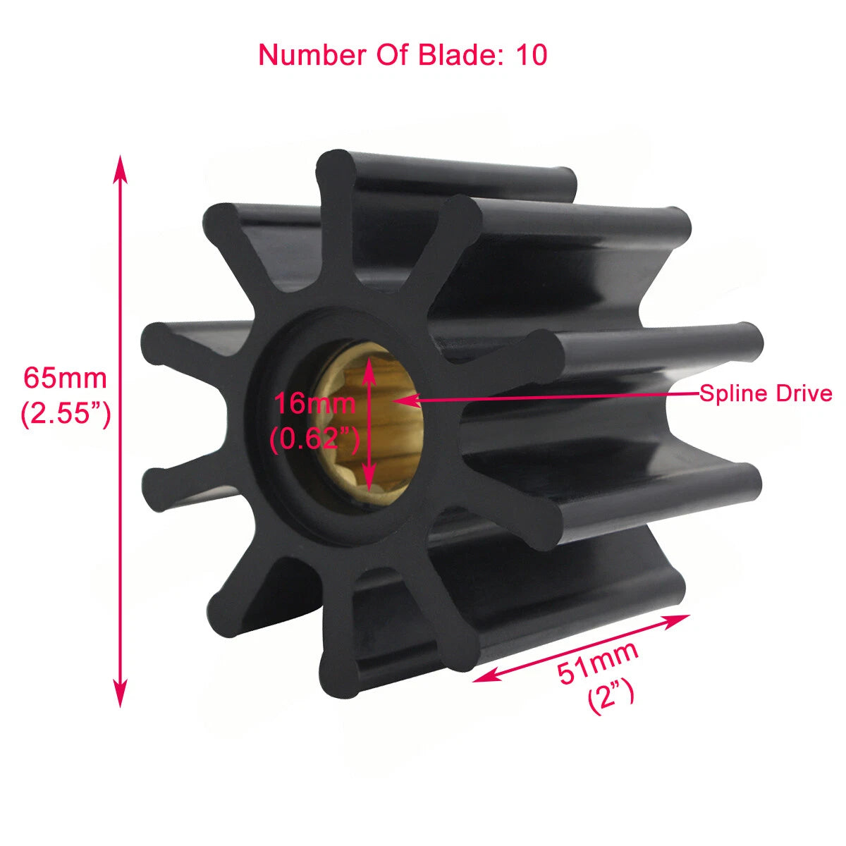Flexible Raw Water Pump Impeller – Jabsco 500114