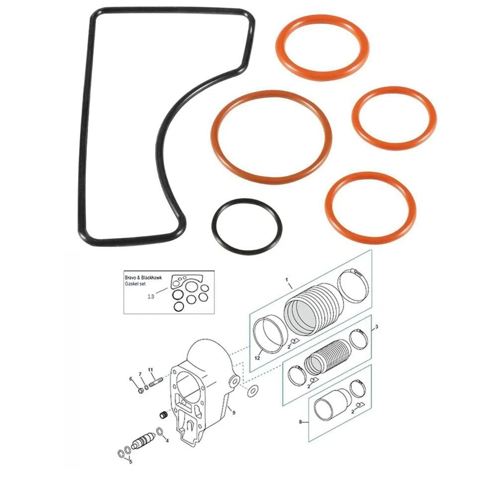 Bellhousing Install Gasket Kit for Mercury Bravo 1/2/3 Outdrive