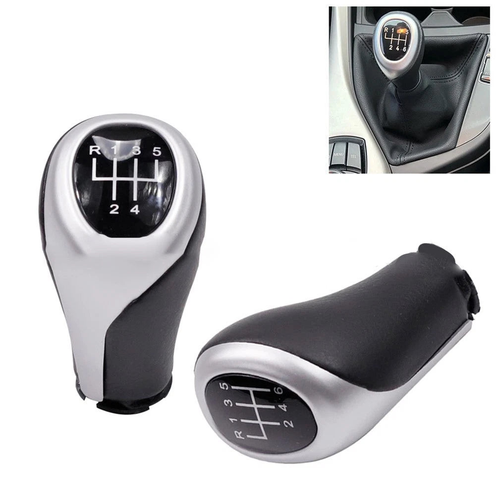 Black And Silver Gear Knob With Thickened Suede Dust Cover For Bmw