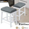 2 PCS Bar Stool PU Leather Upholstered Backless Counter