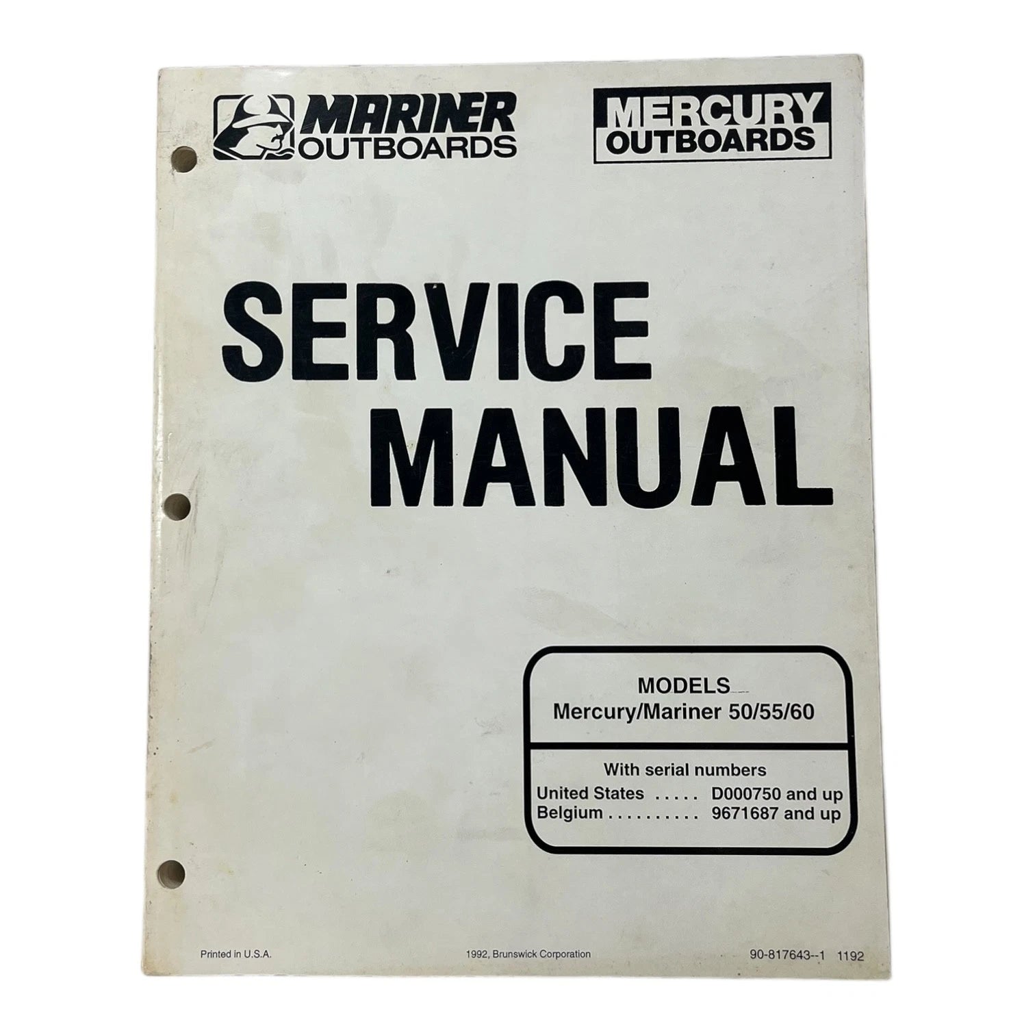 Mercury-marine<wbr/>r Outboards 90-817643--1 1192, Service Manual