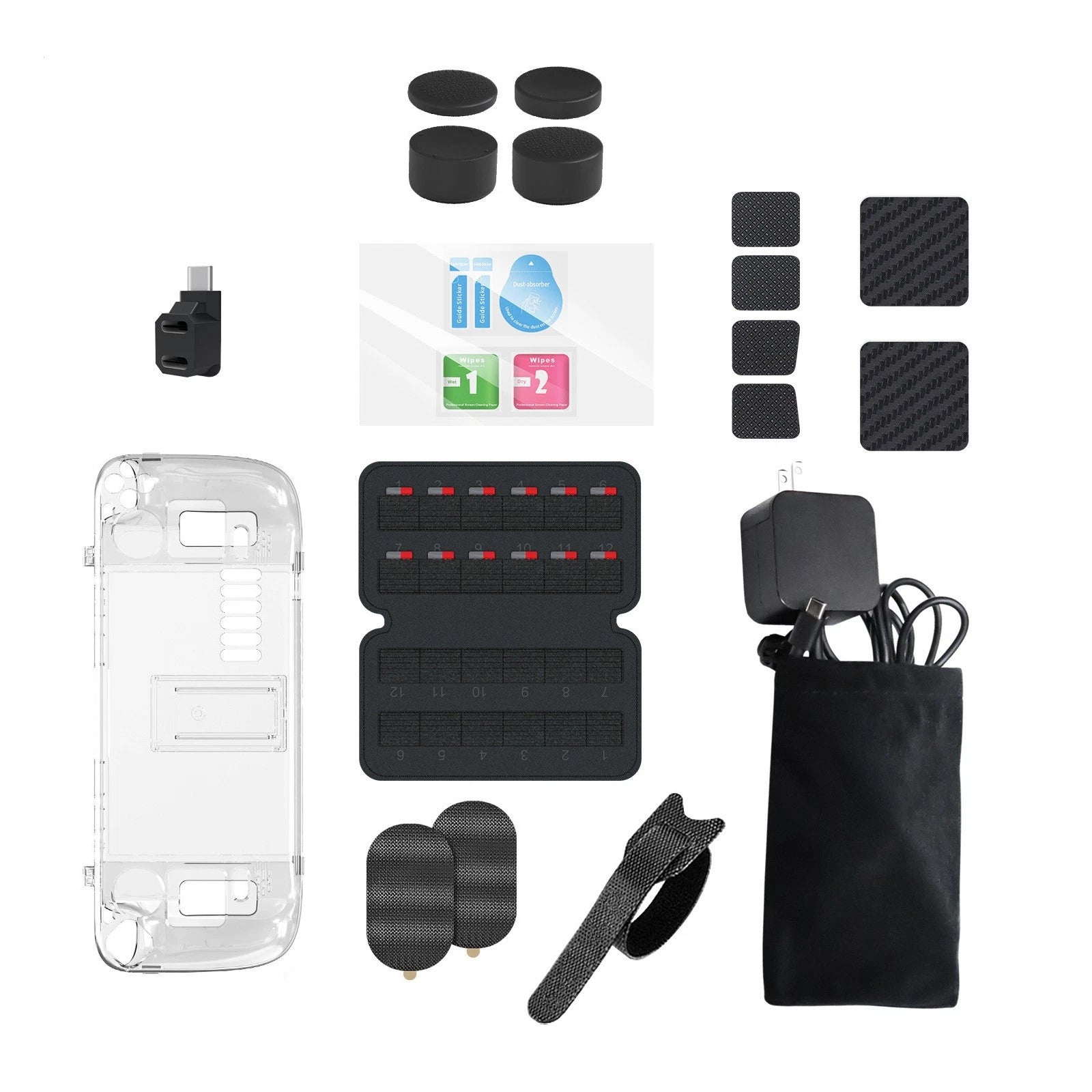 19in1 Crystal Case Screen Sticker Silicone Pad Tempered Film Bag For
