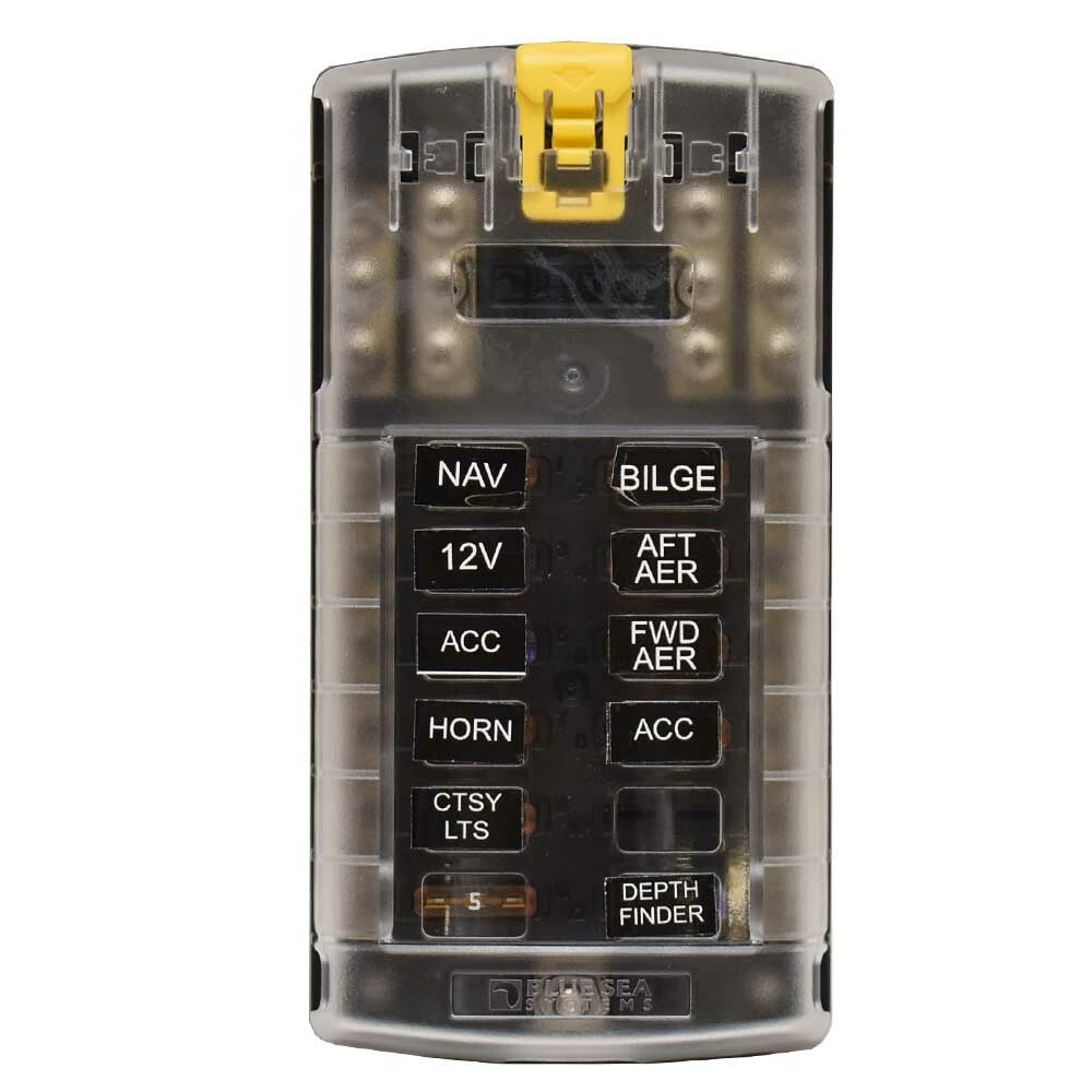 Blue Sea Systems Boat Fuse Block W/ Cover | Black / Clear 12 PositionO