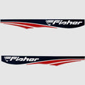 Fisher Boat Hull Decals Red Dark Blue Pair by Fisher
