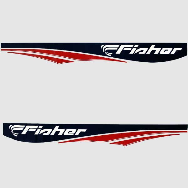 Fisher Boat Hull Decals Red Dark Blue Pair by Fisher