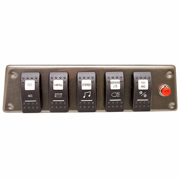 Boat Switch Panel 9 x 2 1/2 Inch Charcoal Gray