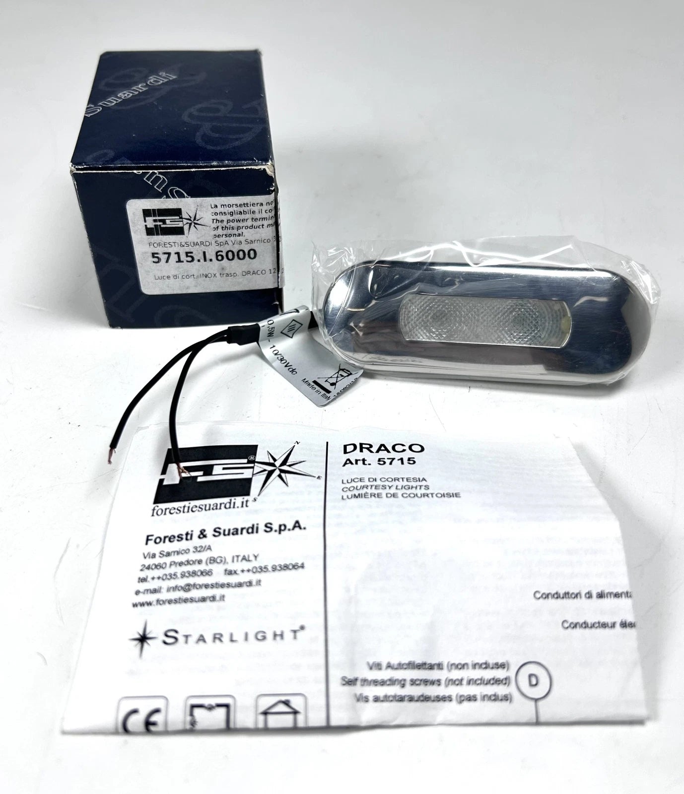 '-New- Foresti &Amp; Suardi 5715, Chrome 6000k Led Light 5W 10/30V
