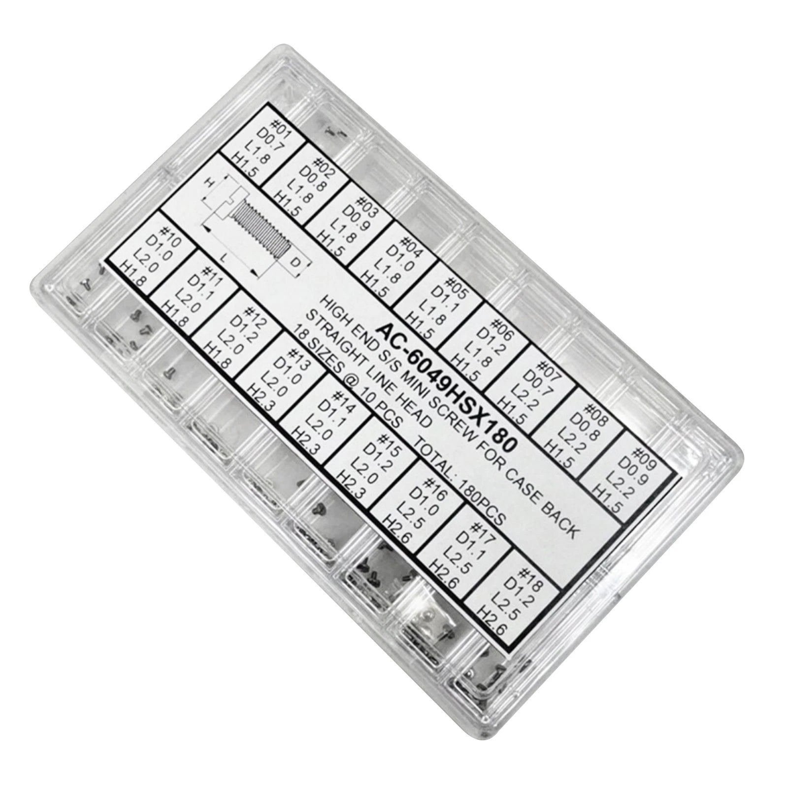 Box 18 Sizes Stainless Steel Mini Screw Slotted Screw For Watch Back