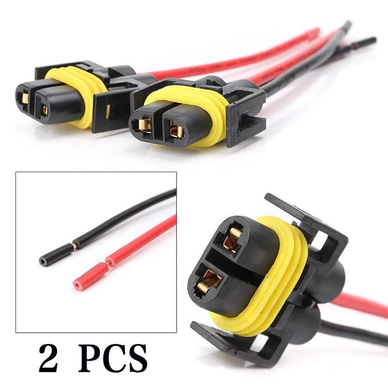 1 Pair H11 H8 Female Adapter Wiring Harness Sockets For Headlights Or