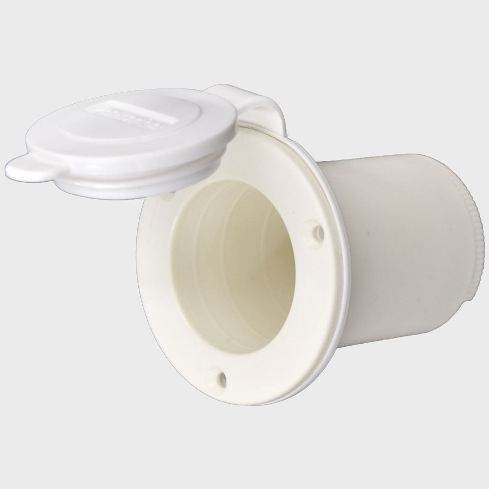 ProMariner Boat AC Plug Holder 1 3/4 Inch White w/ Rubber Cover by ProMariner