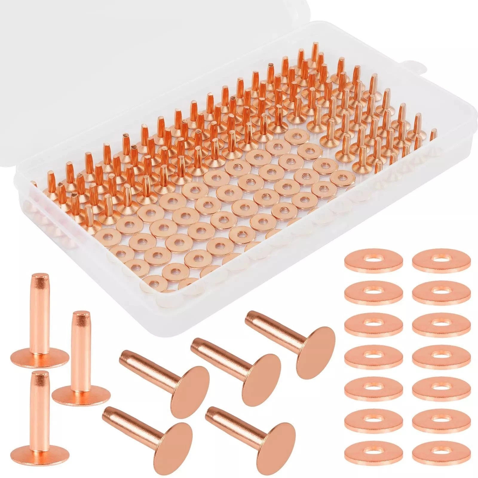77set/pack Easy-to-instal<wbr/>l 2-size #9 Copper Rivets For Home Diy