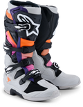 Alpinestars Tech 7 Offroad Boots Us 12 Black Light Grey Orange Magenta