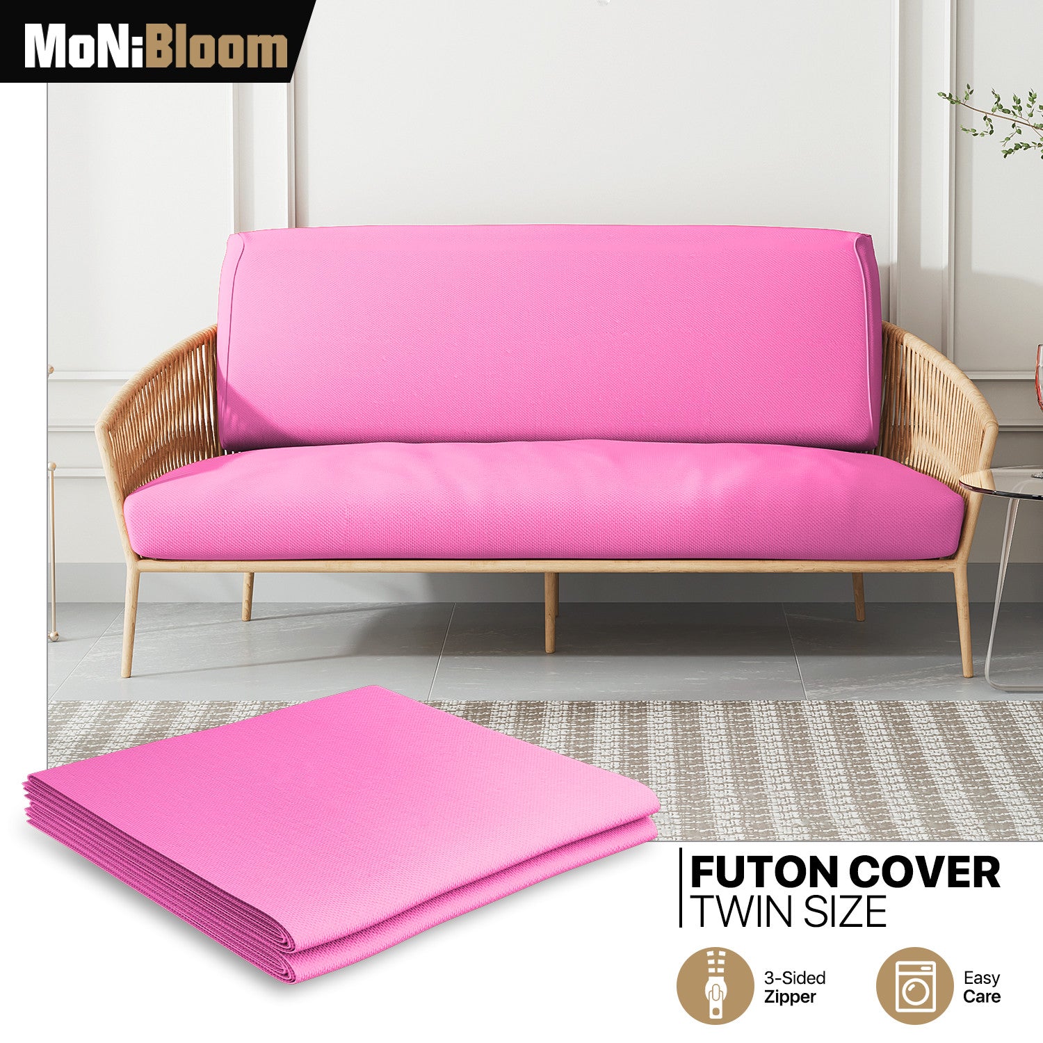 Deep Pink Twin Slipcover Cushion Stretch Futon