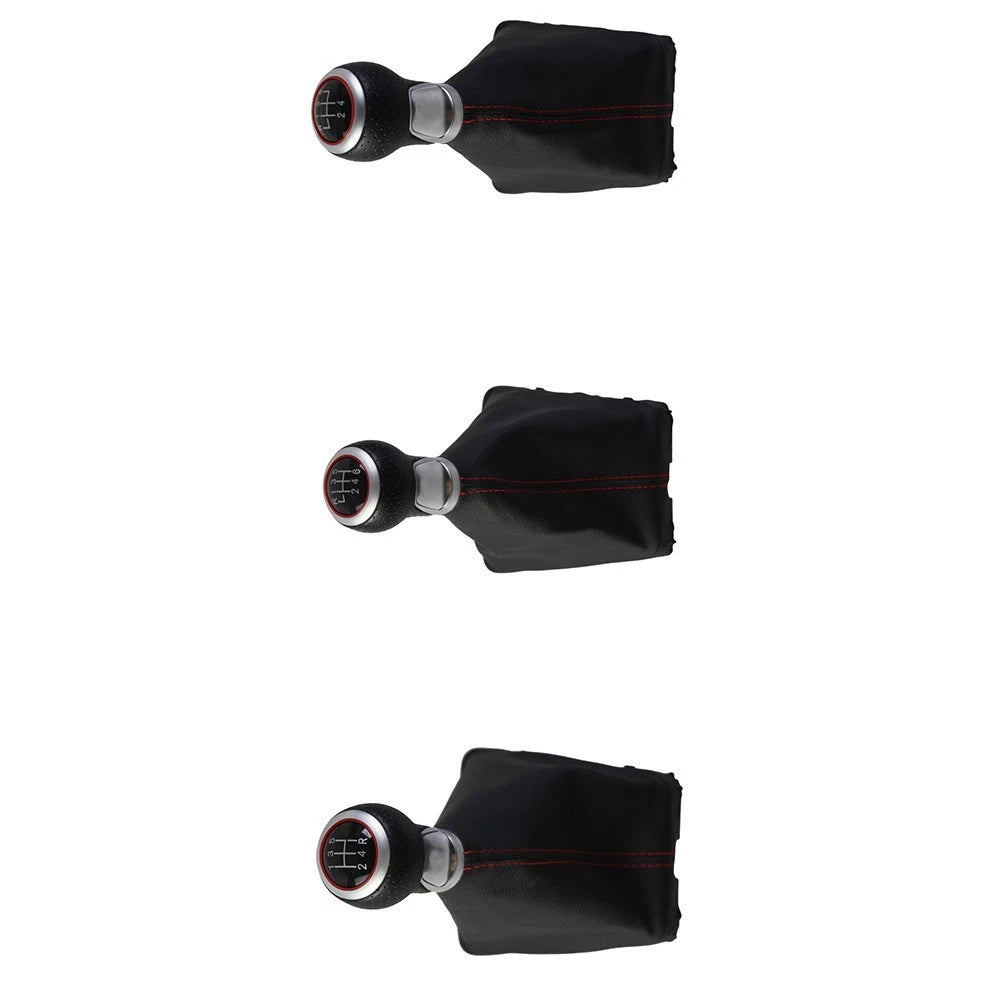 For A4 B8 2008-2015 5-speed Leather Shift Knob With Red Stitching