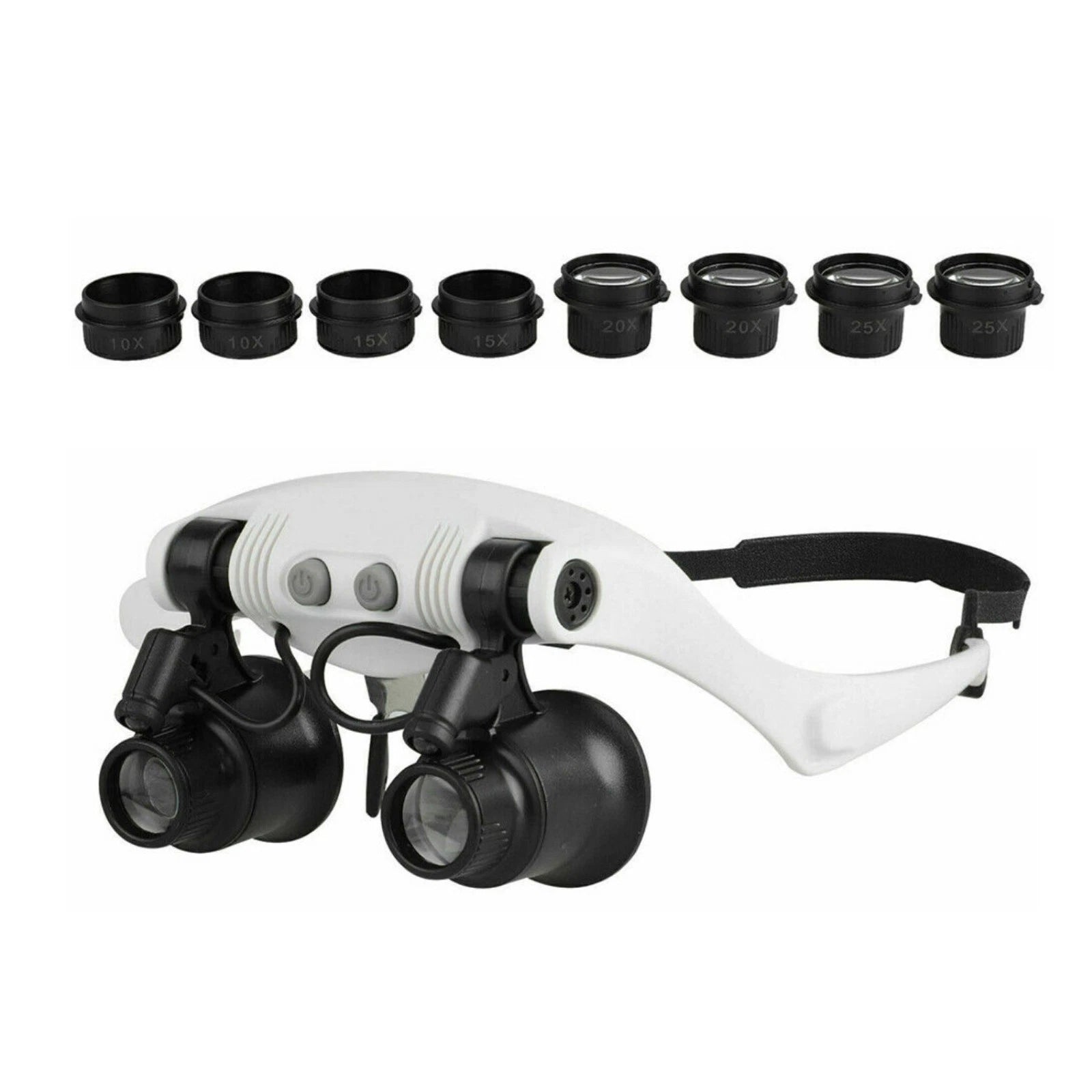 Led Head Magnifying With 10x 15x 20x 25x Lens Glass Jewelry Watch